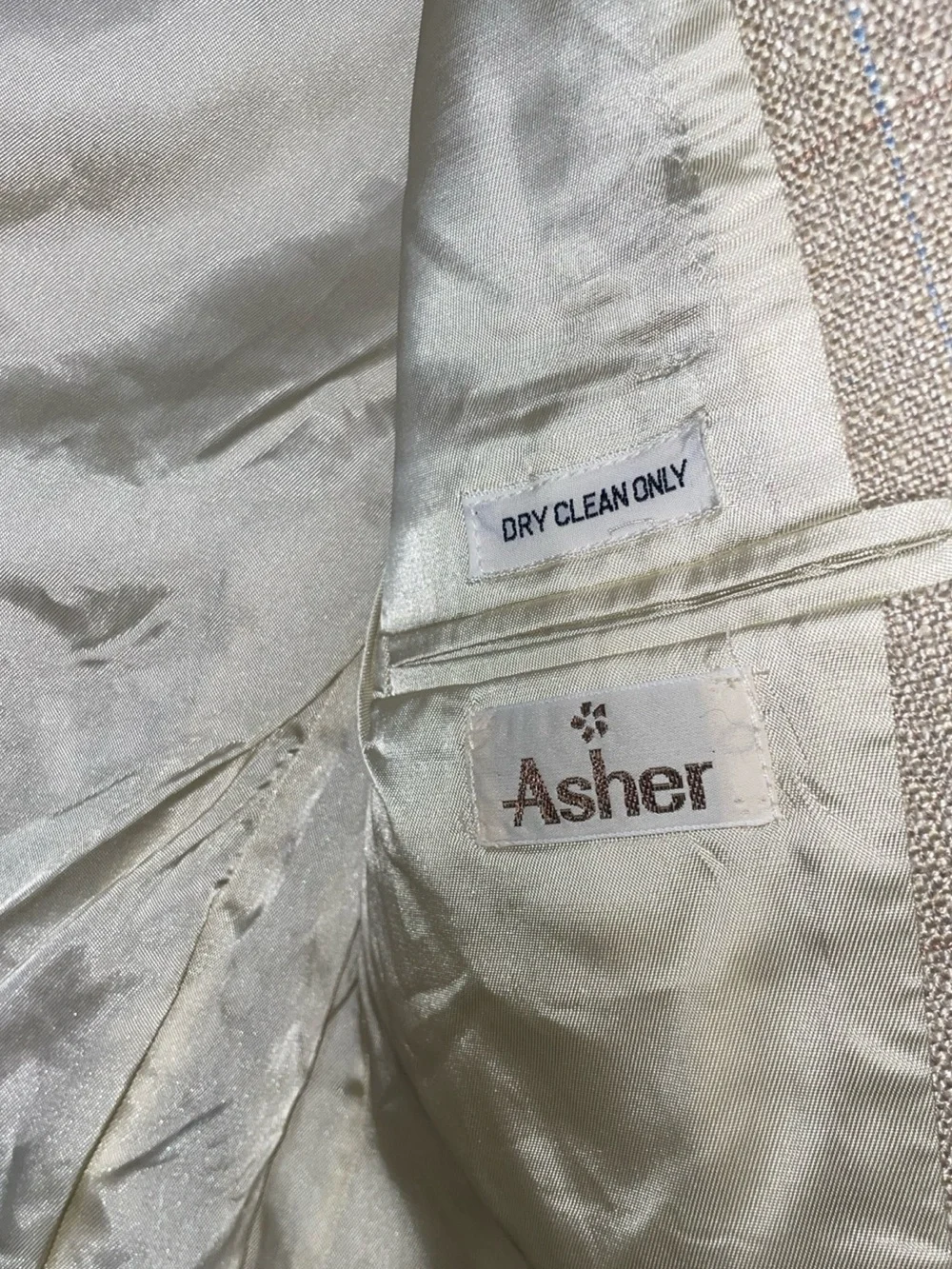 Asher Beige Windowpane‎ Plaid One Button Career Blazer Women's Jacket